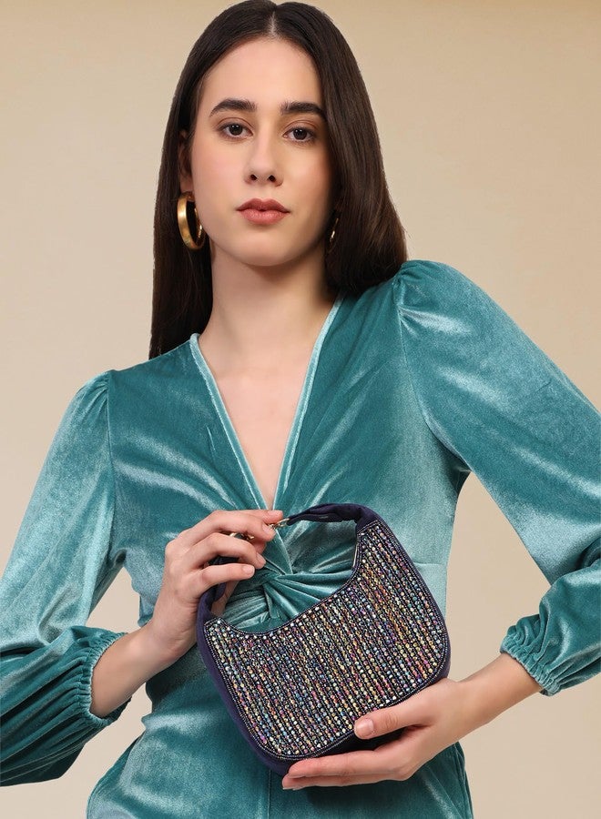 MARKQUES Blue Crystal Handheld Embellished Handbag - Image 3